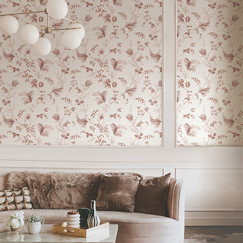 Floral wallpaper living room